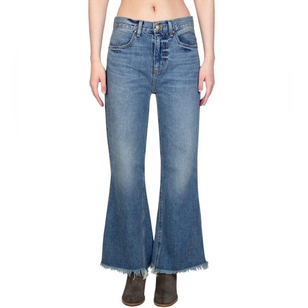 THE GREAT The Kick Bell Jeans 70s 💯 percent COTTON Flare wide leg denim Sz 27